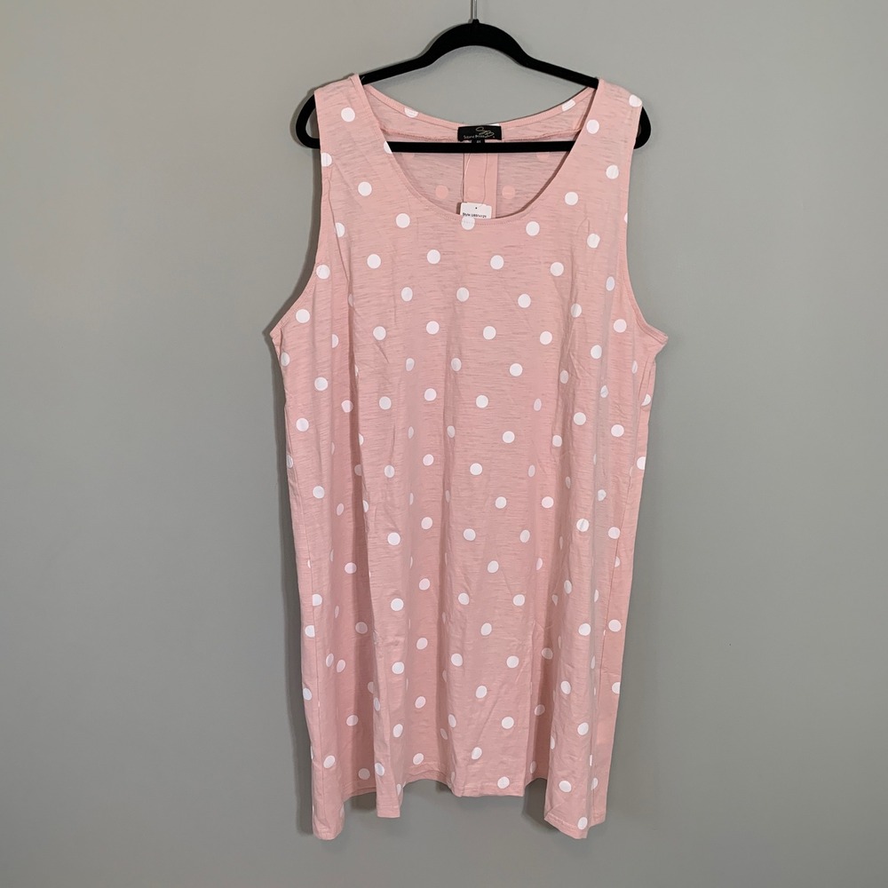 NEW Suzanne‎ Betro Pink White Polka Dot Lightweight Tank Dress 4X
